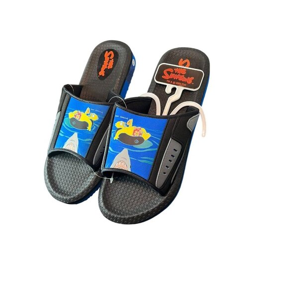 NEW Men's 9/10 Slip On Sandals Homer The Simpsons Rare Men's Slides Strap Shark - Picture 3 of 9